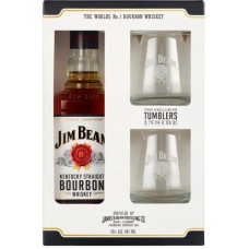 Виски Jim Beam White Kentucky Staright Bourbon Whiskey 0,7 л 40% в подарочной упаковке + 2 бокала